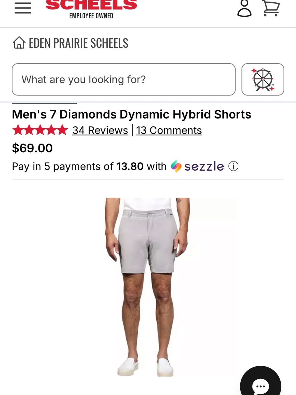 7 Diamonds Men's Dynamic Hybrid Shorts — Light Gray. Never Worn
